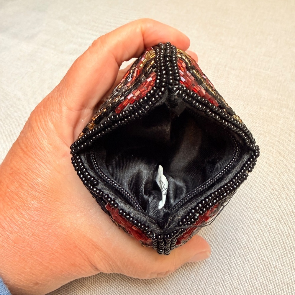 Vintage Beaded Art Deco Fan Style Coin Purse Wallet - Picture 6 of 9